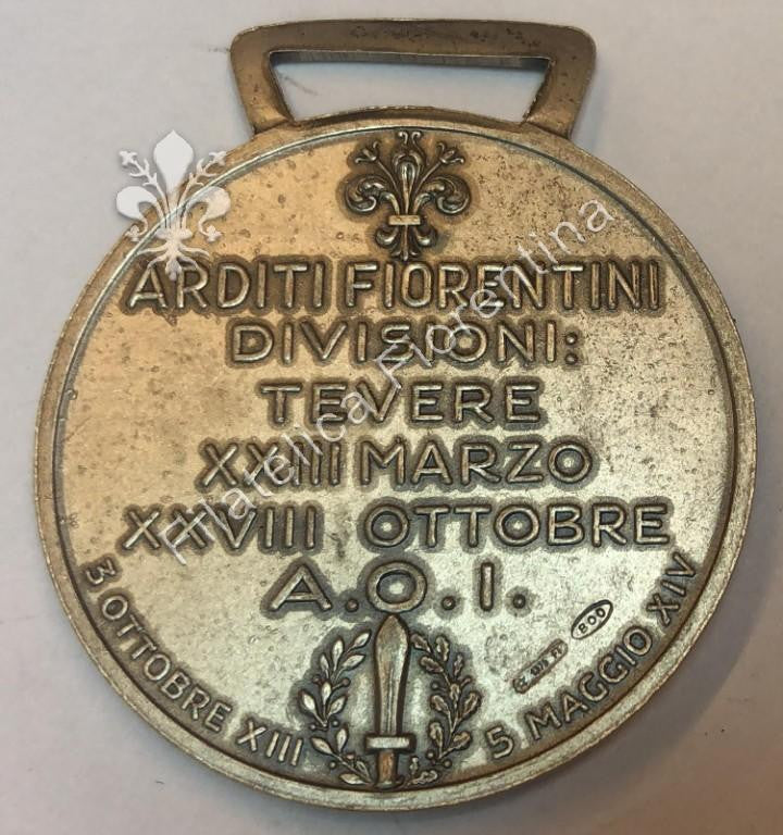 Medaglia degli Arditi Fiorentini della Divisione Tevere in AOI Africa Orientale Italiana- in argento '800