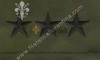 Gradi generale 3 stelle in stoffa nero su verde (in coppia)