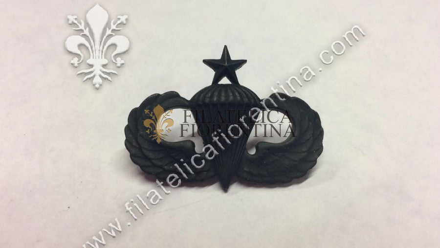 Brevetto paracadutista senior in metallo nero per uniforme da combattimento