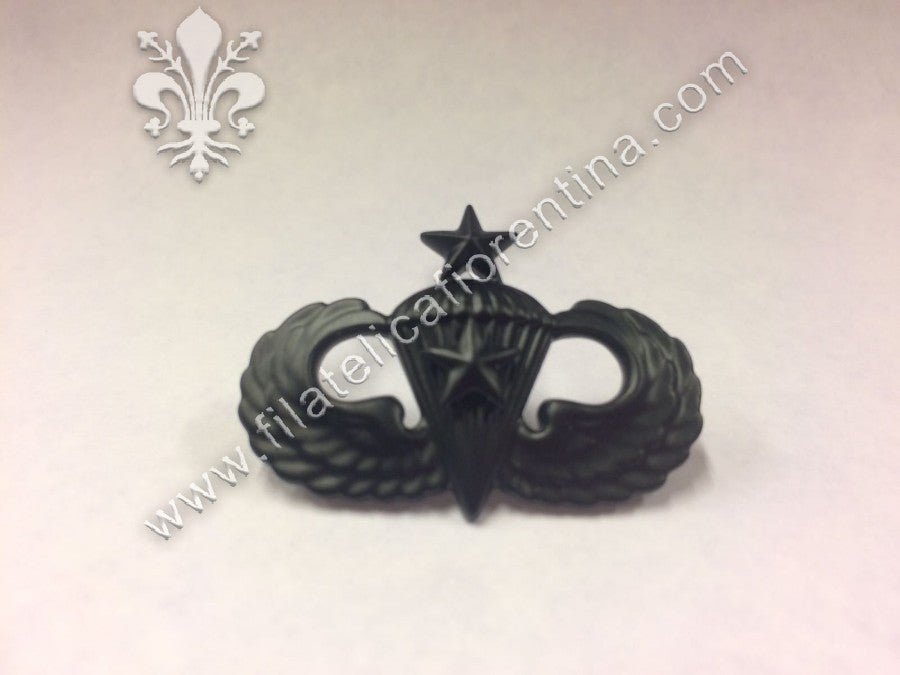 Brevetto paracadutisti Senior - Lanci in guerra in metallo nero - Per uniforme da combattimento