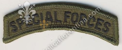 Scritta da spalla "Special Forces" nero su verde da combattimento