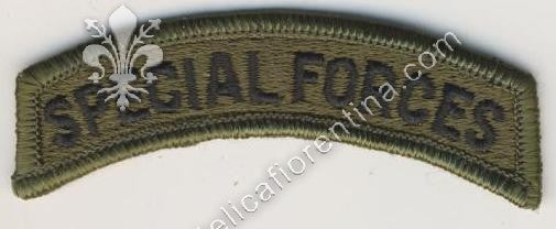 Scritta da spalla "Special Forces" nero su verde da combattimento
