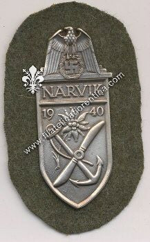 Placca da braccio NARVIK 1940 su fondo grigioverde