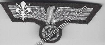 Aquila da ufficiale  in filo argento su fondo verde scuro - mod. 1936