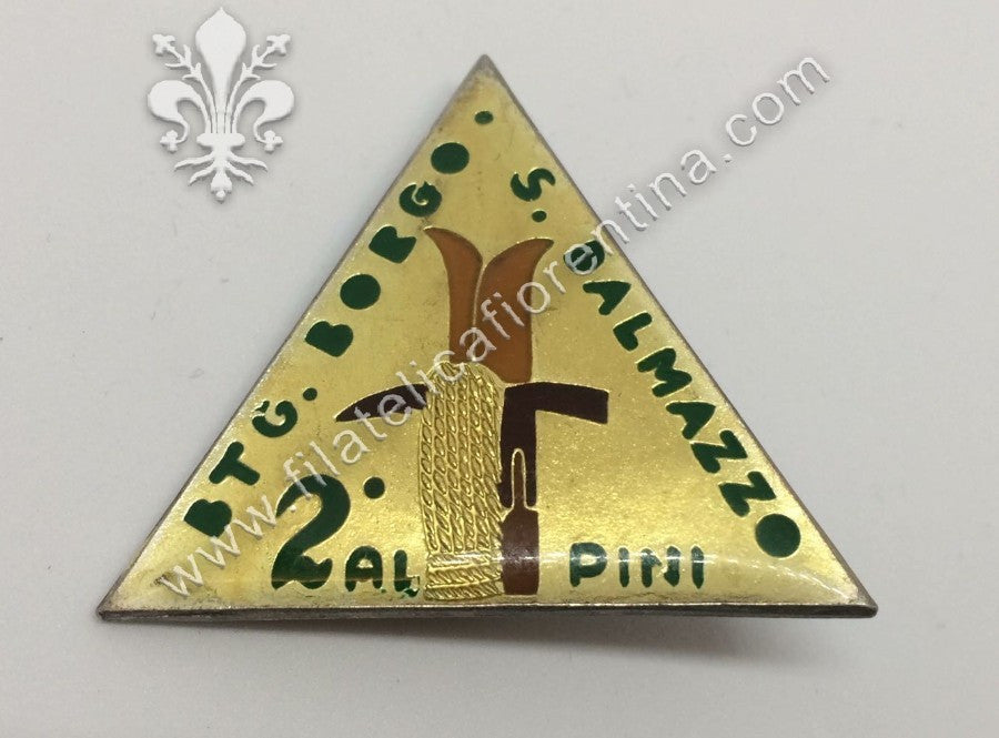 Distintivo del Battaglione Borgo S. Dalmazzo del 2° Alpini - mod vetrificato no marchi