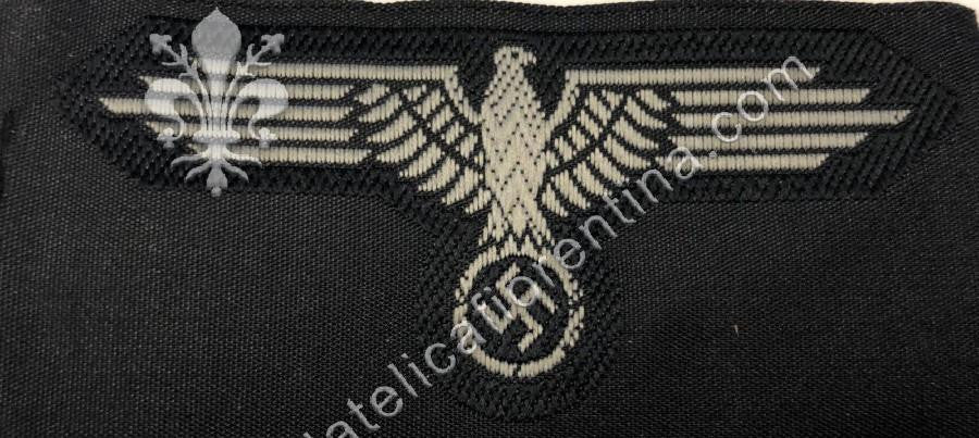 Aquila SS in seta da truppa - filo grigio fondo nero