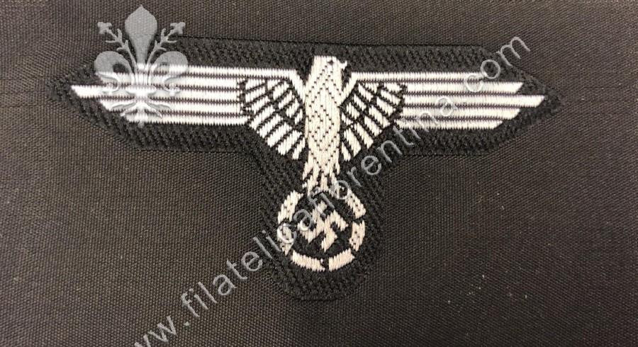 Aquila in seta SS da truppa - filo bianco, fondo nero