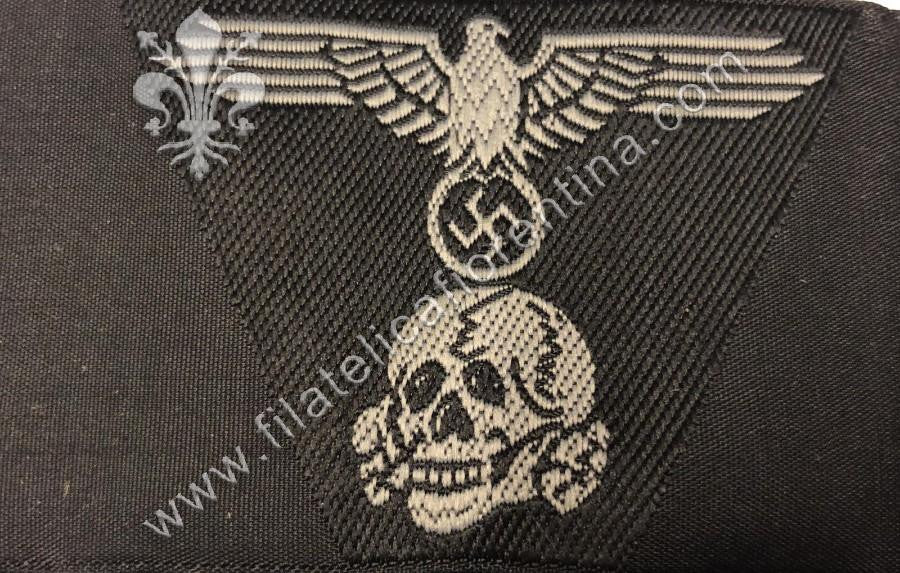 Aquila e totenkopf SS in seta - filo grigio, fondo nero