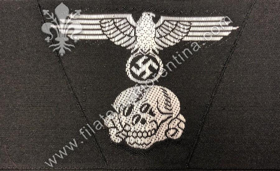 Aquila e totenkopf SS in seta - filo bianco, fondo nero