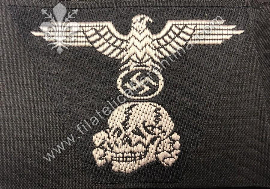 Aquila e totenkopf SS in seta - filo bianco, fondo nero