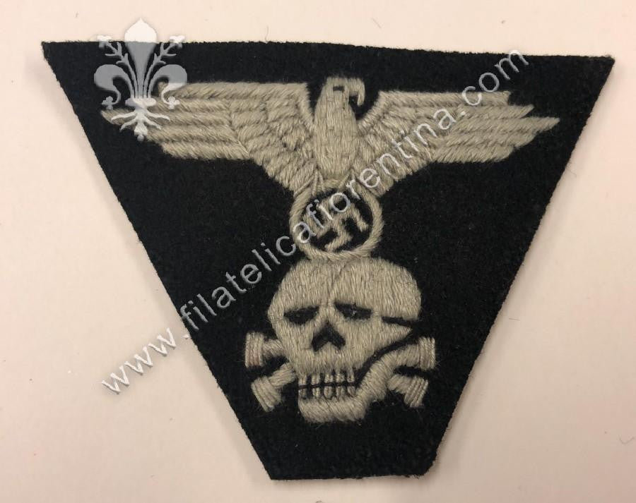 Aquila e totenkopf SS truppa in panno - filo grigio, fondo nero