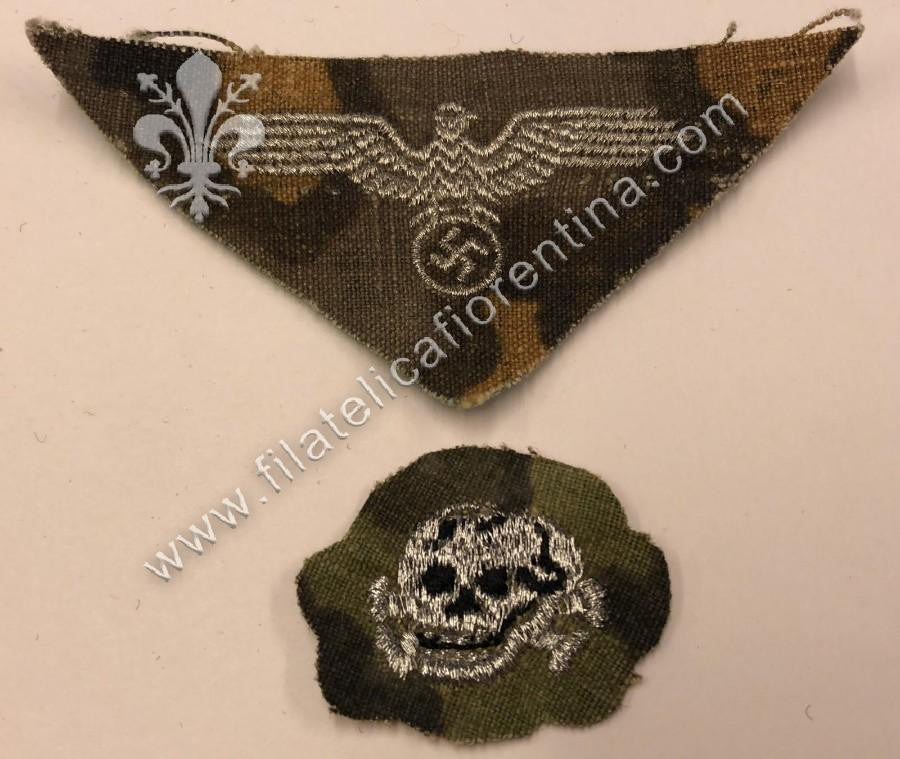 Aquila e totenkopf da Ufficiale SS su fondo mimetico
