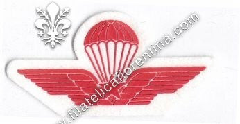 Brevetto militare di paracadutismo - in gomma rosso su bianco