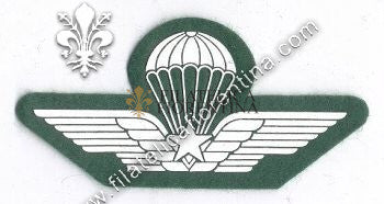 Brevetto militare di paracadutismo -in gomma bianco su verde