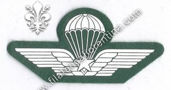 Brevetto militare di paracadutismo -in gomma bianco su verde