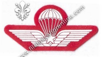 Brevetto militare di paracadutismo - in gomma bianco su rosso