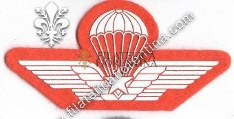 Brevetto militare di paracadutismo - in gomma bianco su arancione
