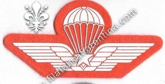Brevetto militare di paracadutismo - in gomma bianco su arancione