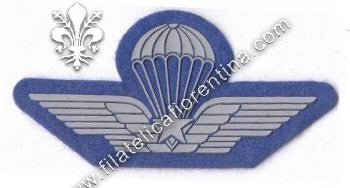 Brevetto militare di paracadutismo - in gomma grigio su azzurro