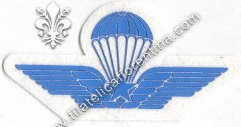 Brevetto militare di paracadutismo - in gomma celeste su bianco