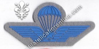 Brevetto militare di paracadutismo - in gomma celeste su grigio