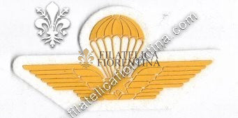 Brevetto militare di paracedutismo - in gomma giallo su bianco