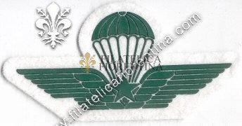 Brevetto militare di paracedutismo - in gomma verde su bianco