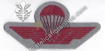 Brevetto militare di paracadutismo - in gomma rosso bordeaux su grigio