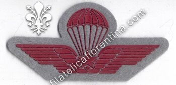 Brevetto militare di paracadutismo - in gomma rosso bordeaux su grigio