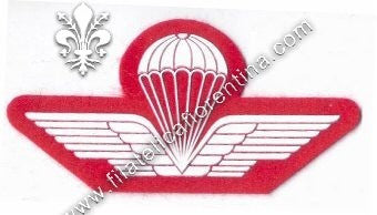 Brevetto di paracadutismo - in gomma bianco su rosso